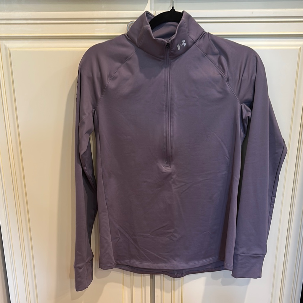 Under Armour Coldgear 1/4 Zip Pullover Top Womens Purple Long Sleeve Fitted